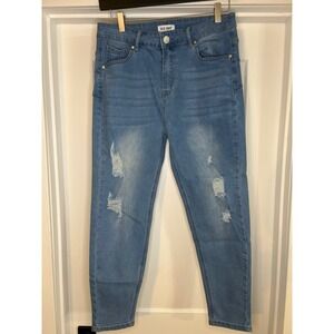 Blue Savvy Women's Light Wash Distressed Denim Jeans Size 17 33 stretch denim